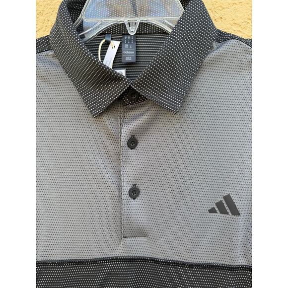Adidas Color Block Golf Polo Black Gray Medium NWT - Picture 3 of 6